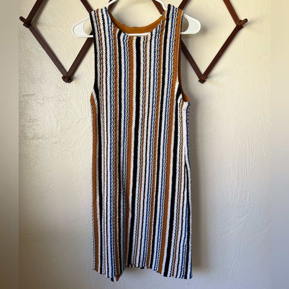 Zara Striped Midi Dress - Brown, Blue, White